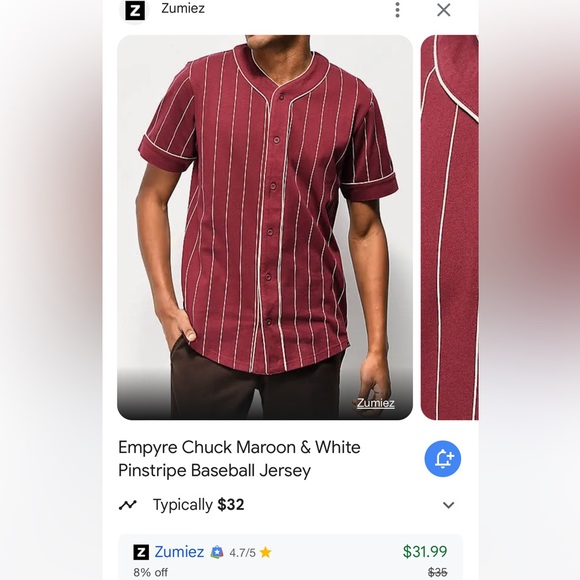 Maroon baseball shirt - Picture 2 of 2